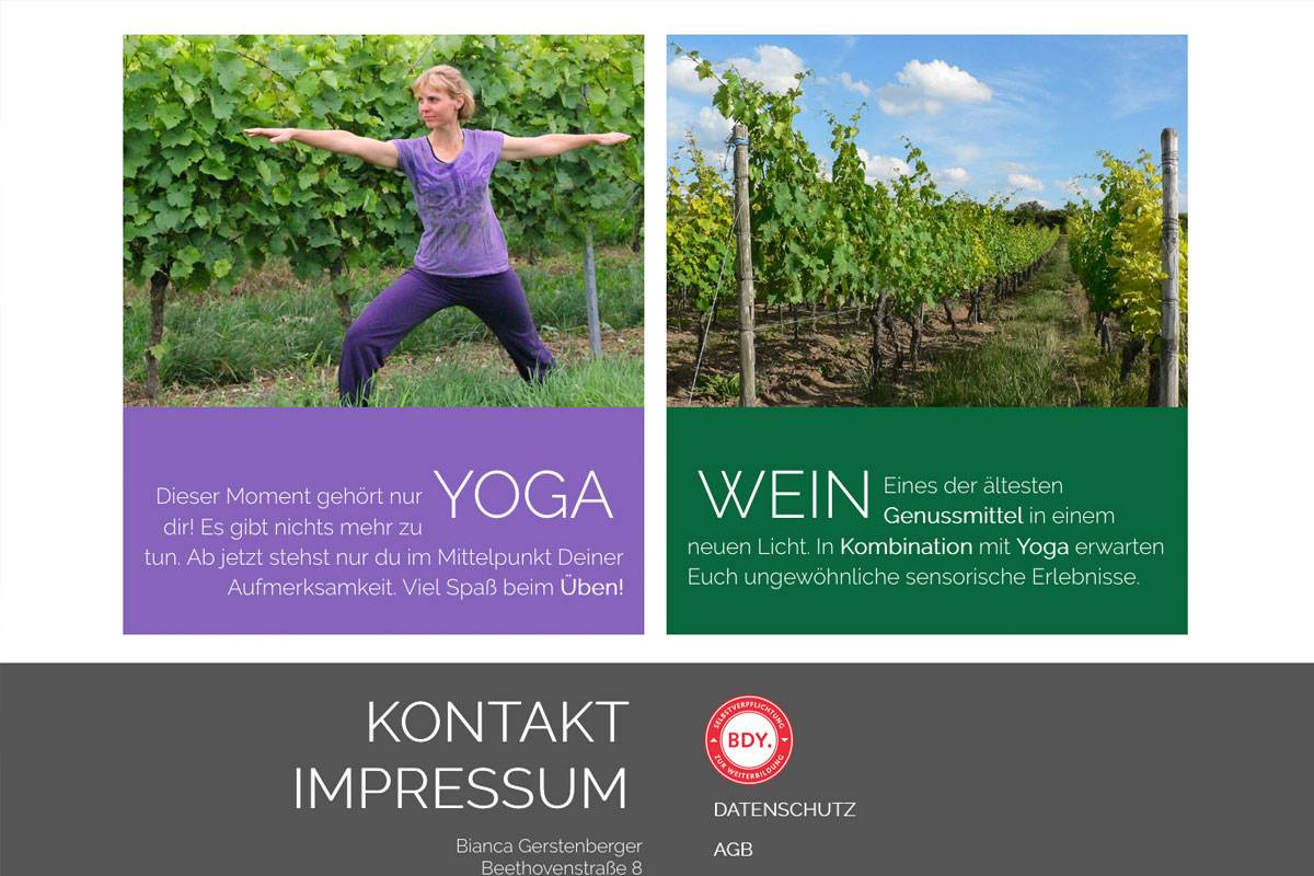 Internetseite Yoga & Wein